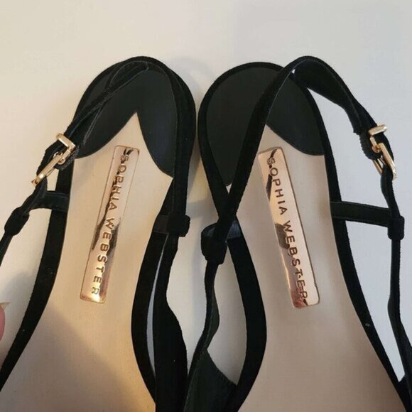 Sophia Webster Black Butterfly Slingback Ballet Flats Suede Size 7 - Picture 6 of 11